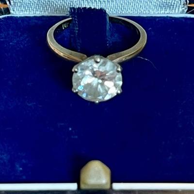 Antique 14K Gold And Diamond Plumb Ring - Size 6 - Total Weight 2.7 Grams 