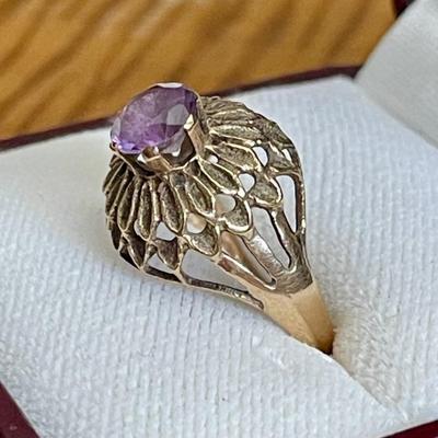 Antique 10k Gold & Purple Sapphire Ring - Size 6.5 Total Weight 3.34 Grams 