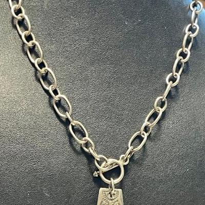 Silpada Sterling Silvered Hand Hammered Cross Pendant 16 Inch Necklace Total Weight 38.93 Grams 