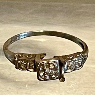 Vintage 1950's 14K White Gold Engagement Ring Size 8.5 (as Is) Stamped Virgin 