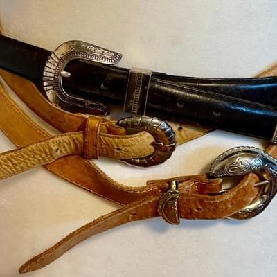 (3) Ladies Leather Belts - Leather Onyx By Brighton - Hiro Brown Leather & Western Brown Leather 