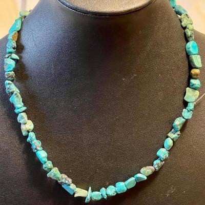 Vintage 17 Inch Strand Of Chip Turquoise Stone Beads 