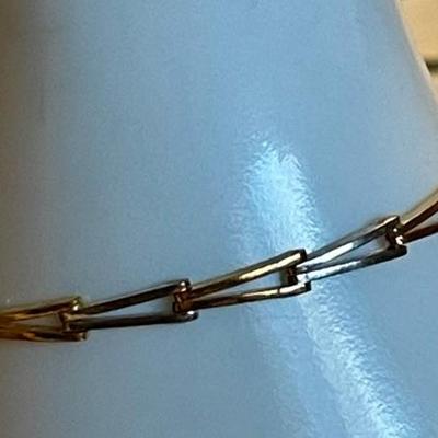 Sterling Silver & Gold Wash 7 Inch Bracelet - 7.25 Grams 