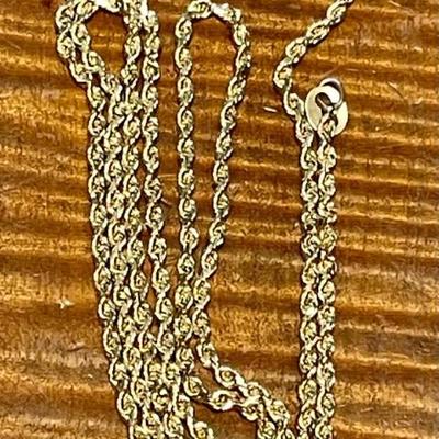 14K Gold Twist 18 Inch Necklace (as Is) Missing Clasp - Total Weight 4.58 Grams 