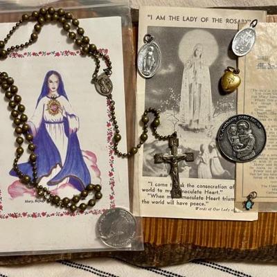Religious Pendants - Cards - Brass Rosary - Enamel Pendant 