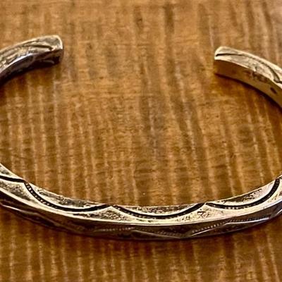 Vintage Navajo Stamped Sterling Silver Cuff Bracelet - Total Weight 24.75 Grams