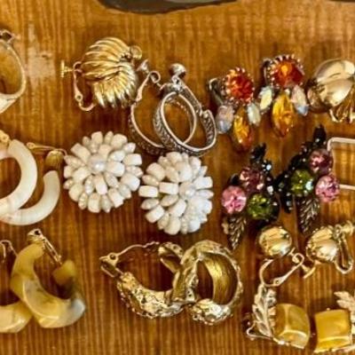Collection Of Vintage Costume Earrings - Austria - Seed Bead - Gold & Silver Tone Clip On & Screw Back