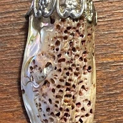 Antique Mother Of Pearl Silver Top Pendant