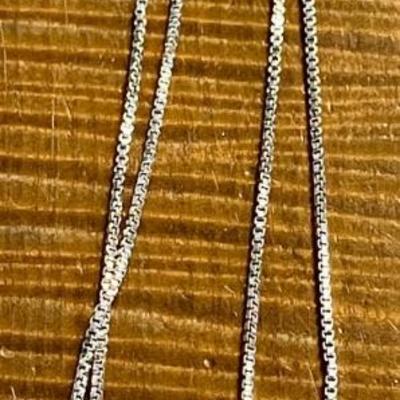 Sterling Silver 18 Inch Box Chain W Amethyst Faceted Stone - Total Weight 5.19 Grams 