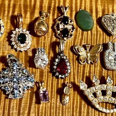 Assorted Vintage Pendants With Assorted Rhinestones