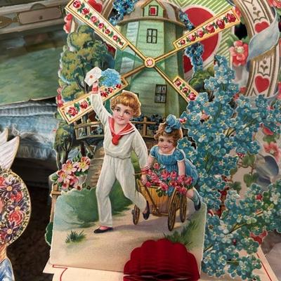 Antique large 3D mechanical valentines 
