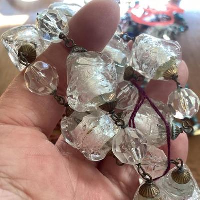 Foil Backed Glass Bead Vintage Necklace 