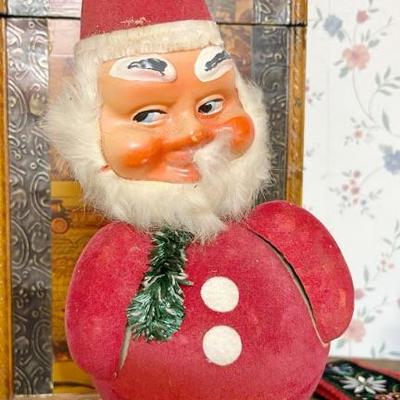 Large Vintage Bobblehead Santa Candy Container 