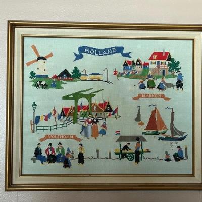 Framed needlepoint. 