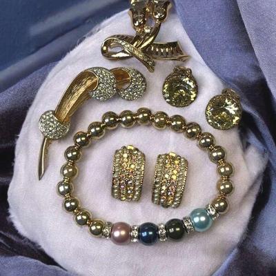 Pins earrings & colorful bracelet