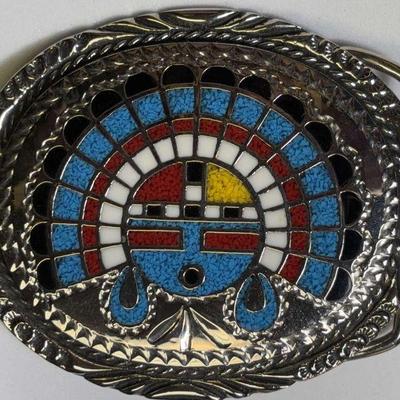 Zuni sun face" belt buckle,