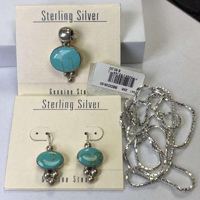 Ati sterling mexico pendant earrings & sterling chains