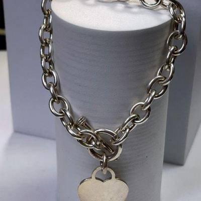 Sterling heart charm bracelet