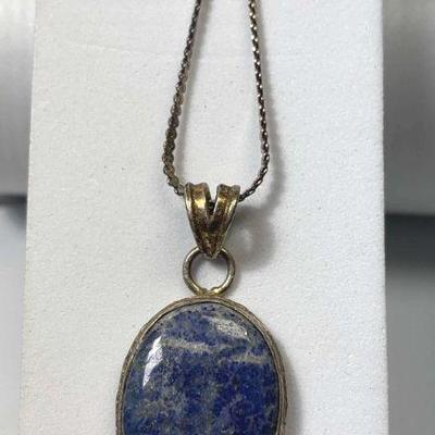 Blue stone pendant necklace