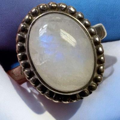 Blue moonstone sterling ring