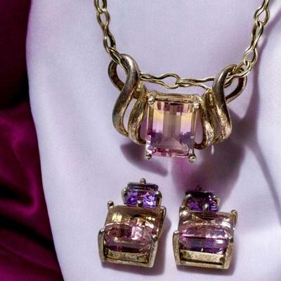 Clyde duneier amethyst sterling necklace & earrings