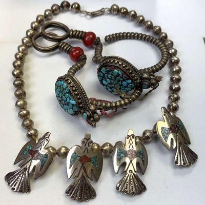 Tibetan earrings navajo necklace