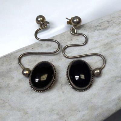 Onyx sterling twist earrings