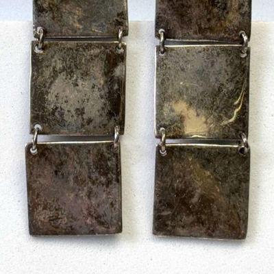 Brutalist style sterling link earrings