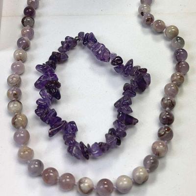 Fluorite necklace amethyst bracelet