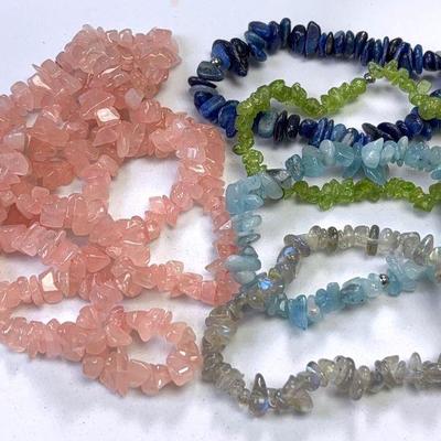 Necklace bracelets chip bead stones labradorite, lapis & others