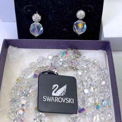 Swarovski earrings faceted bead necklace