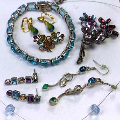 Sterling topaz tennis bracelet & other complementing pieces