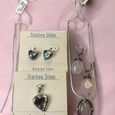 Two ati sterling pendants earrings & sterling necklaces
