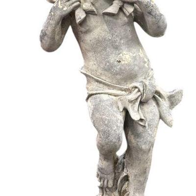 COMPOSITE GARDEN SCULPTURE BOY AND LAMB