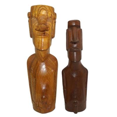 PAIR OCEANIC PACIFIC EASTER ISLAND MOAI RAPA STATUES