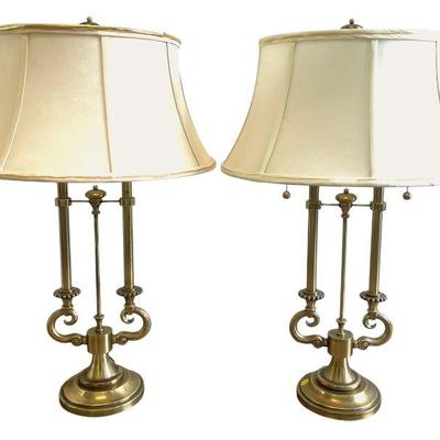 MATCHED PAIR VINTAGE STIFFEL BRASS LAMPS