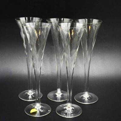 5 TALL FLUTED BLOWN GLASS CHAMPAGNES