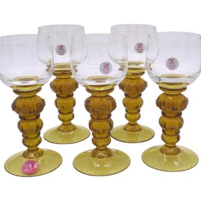 5 CRISTALLERIE ZWEIZEL GERMAN HOCK GLASSES