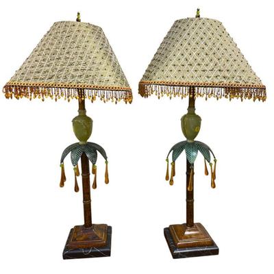 MATCHED PAIR FREDERICK COOPER PALM TREE LAMPS