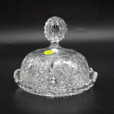 CUT AND ETCHED CRYSTAL CHEESE DOME BIRDS