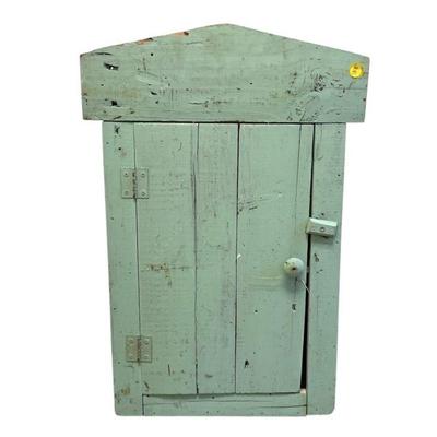 ANTIQUE PRIMITIVE PAINTED SMALL WOOD CUPBOARD