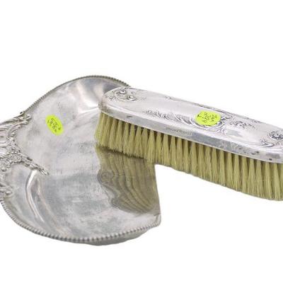 STERLING BRUSH & SILVERPLATE CRUMBER
