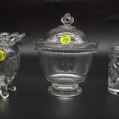 LOT 3 DECORATIVE GLASS JARS