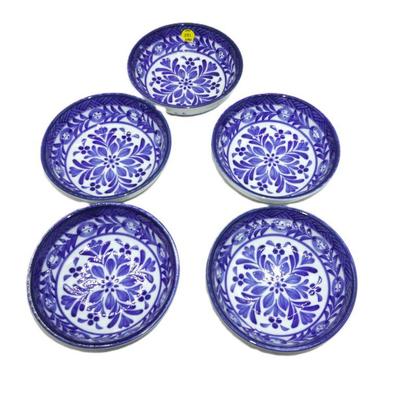 JAPANESE TAIJIMI HAND PAINTED PORCELAIN BOWLS - 5 PIECES