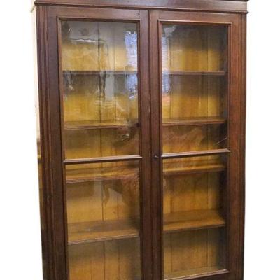 ANTIQUE AMERICAN EASTLAKE WALNUT BOOKCASE DISPLAY