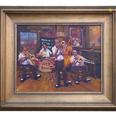 NEW ORLEANS JAZZ BAND OIL ON CANVAS SILVER