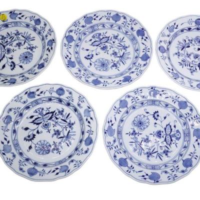 5 MEISSEN BLUE ONION DINNER PLATES