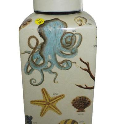 LARGE DECORATIVE PORCELAIN UNDER THE SEA TEA CADDY