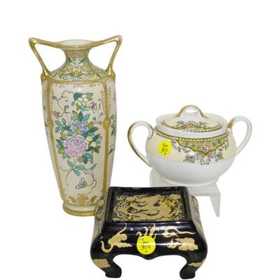 3 pc ASIAN PORCELAIN INCL HAND PAINTED NIPPON