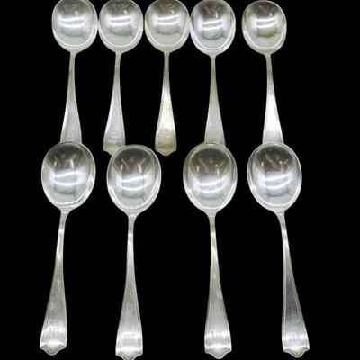 9 STERLING SILVER CREAM SOUIP SPOONS
